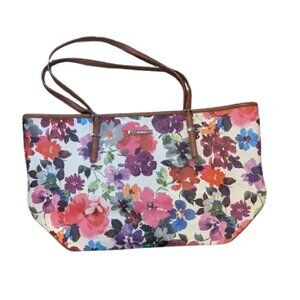 Mine West Floral Tote Bag with Brown Straps